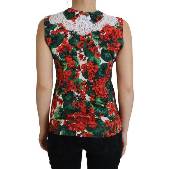 Dolce & Gabbana Floral Print Sleeveless Top TSH8079 Women Multicolor Tops & - Picture 3 of 6